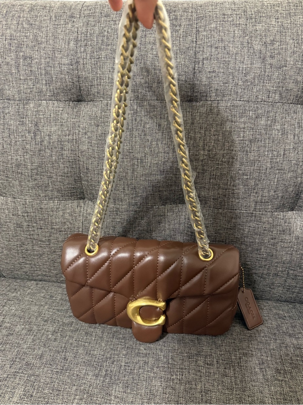 Coach Brown Quilted Leather Shoulder Bag with Gold Hardware